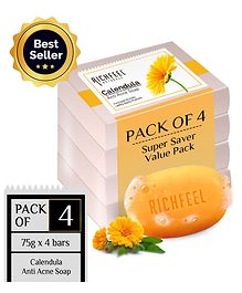 Richfeel Naturals Calendula Anti Acne Soap Pack of 4 - 75 gm Each 