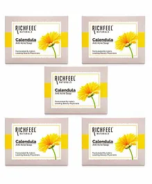 Richfeel Naturals Calendula Anti Acne Soap Pack of 5 - 75 gm Each 