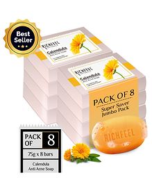 Richfeel Naturals Calendula Anti Acne Soap Pack of 8 - 75 gm Each 