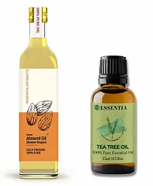 Essentia Extracts  Tea Tree Essential Oil & Sweet Almond Oil Combo - 100 ml, 15 ml 