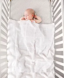 Babyhug All Season Cotton Cellular Blanket - White