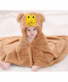 Brandonn Hooded Baby Blanket Monkey Design - Brown 