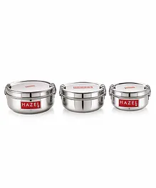 Hazel Stainless Steel Lunch Container Pack Of 3 - 350 ml 500 ml 700 ml