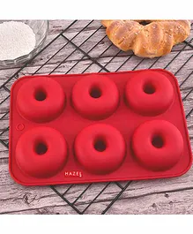 Hazel Silicone Donut Mould with 6 Cavities - Red 