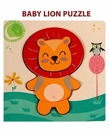 Kidskaart Lion Shaped Wooden Puzzle  - Red