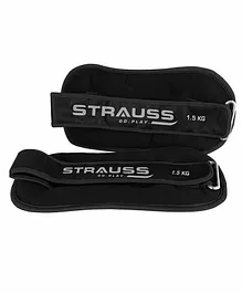 Strauss Rectangle Shape Ankle And Wrist Weight 1.5 Kg Pack Of 2  - Black 