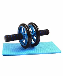 Strauss Double Wheel Ab Exerciser with Knee Pad - Blue