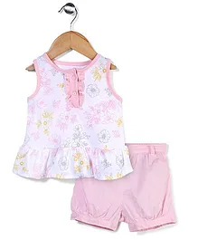 Sterling Baby Flower Print Top & Shorts Set - White & Pink