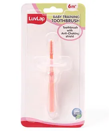 LuvLap Baby Training Toothbrush With Anti Choking Shield - Orange