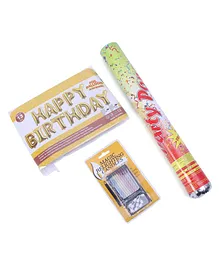 B Vishal Party Popper Foil Balloon and Candle Combo - Pack of 3 