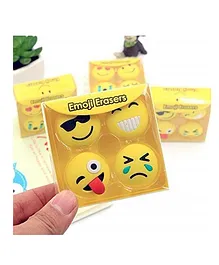Crackles Emoji Smiley Erasers Yellow - Pack of 4