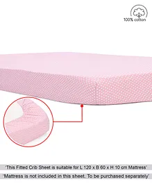 Babyhug Premium 100% Cotton Fitted Crib Sheet Pin Dots Regular - Peach