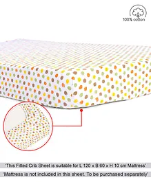 Babyhug Premium 100% Cotton Fitted Crib Sheet Polka Dots Regular - Multicolor
