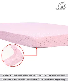 Babyhug Premium 100% Cotton Fitted Crib Sheet Pin Dots Large - Pink