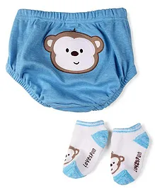Lovespun Monkey Print Diaper Pant & Socks - Blue