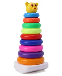 Leemo Stacking Ring Toy Teddy Face Multicolour - 9 Pieces