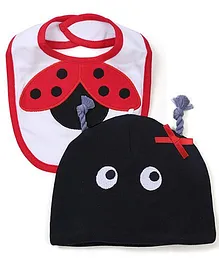 Lovespun Ladybug Print Bib with Hat - Red & Black