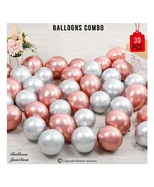 Balloon Junction Metallic Balloon Combo Rose Gold Silver - Pack of 30