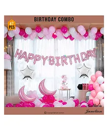 Balloon Junction Happy Birthday Balloons Decoration Kit Pink - Pack of 47