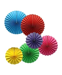 Balloon Junction Paper Fans Party Decoration Multicolor - Pack of 6