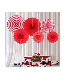 Balloon Junction Paper Fans Party Decoration Red - Pack of 6