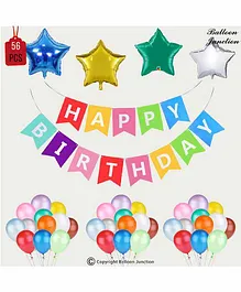 Balloon Junction Birthday Decoration Kit Multicolor - Pack Of 56