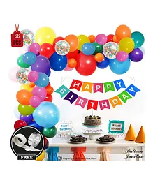 Balloon Junction Birthday Decoration Kit Multicolor - Pack Of 66