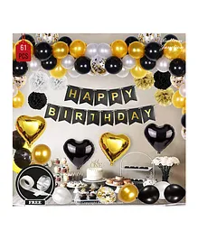 Balloon Junction Happy Birthday Banner and Balloons Combo Multicolour - Pack Of 61