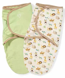 Summer Infant Swaddle Wrapper Zoo Print Pack of 2 - Green Beige