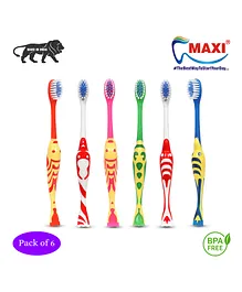 Maxi Goldie Junior Toothbrush Pack of 6 - Multicolour