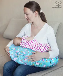 Babyhug 100% Cotton Feeding Pillow Unicorn Print - Blue