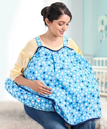 Babyhug 100% Cotton Feeding Pillow with Nursing Cape Polka Dots - Blue