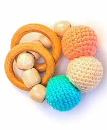 Rocking Potato Wooden Rattle with Crochet Balls - Multicolor