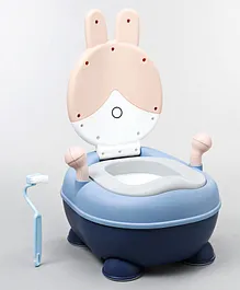Rabbit Shaped Potty Chair With PU Cushion & Cleaning Brush - Pink & Blue