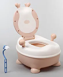 Animal Shaped Potty Chair With PU Cushion & Cleaning Brush - Pink 