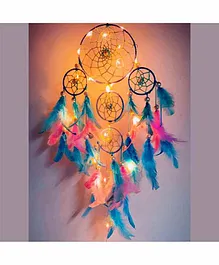 Rooh Dream Catcher 4 Tier Handmade Wall Hanging With Pastel Shades  - Multicolor 