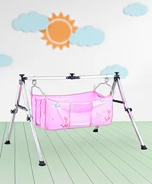 Foldable Cradle With Square Hammock - Pink