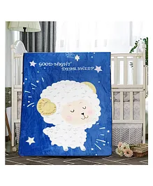 Baby Moo Sheep Print Blanket - Blue 