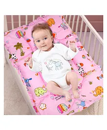 Baby Moo Mattress with In Built Neck Pillow and Bolster - Pink 