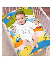 Baby Moo Mattress with In Built Neck Pillow and Bolster - Multicolor 