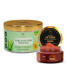 TNW The Natural Wash Lip Scrub Darkened Lips to Lighten & Pure Aloe Vera Gold Gel Pack of 2 - 25 gm, 100 gm