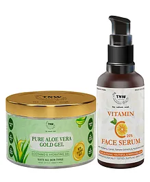 TNW The Natural Wash Vitamin C Face Serum & Pure Aloe Vera Gel Pack of 2 - 30 ml, 100 gm