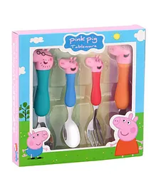 VGRASSP Stainless Steel Pink Pig Family Spoon & Fork Set Multicolor - Pack of 4