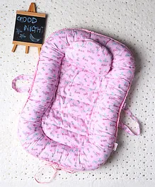 Enfance Nursery Chocolate And Bow Print Baby Nest - Pink