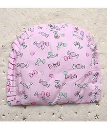 Enfance Cotton Mustard Seed Pillow with Cover Bow Print - Pink 