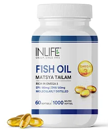 INLIFE Fish Oil Capsules 1000 mg - 60 Softgels