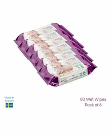  Bambo Nature Wet Wipes Pack of 6 - 80 Pieces Each