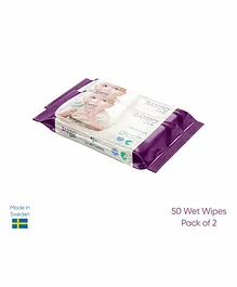  Bambo Nature Wet Wipes Pack of 2 - 50 Pieces Each