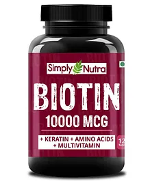 Simply Nutra Biotin Amino Acids and Keratin Tablets - 120 Pieces