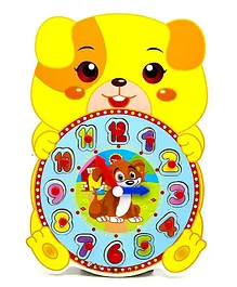 FunBlast Wooden Time Learning Puzzle Clock - Yellow
